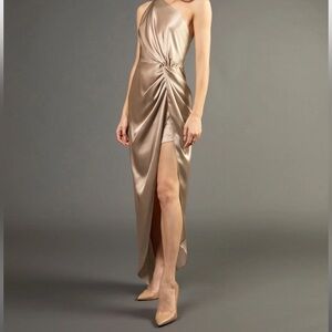 Michelle Mason Asymmetrical Champagne Midi